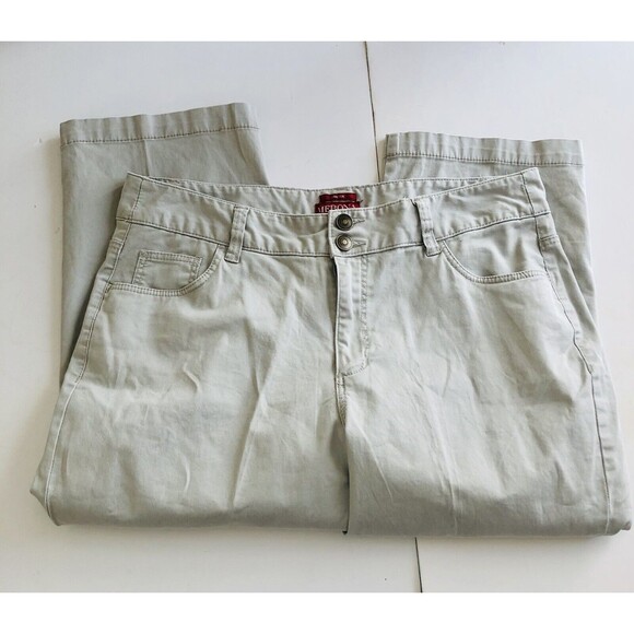 MERONA WOMEN'S CLASSIC CAPRI CROP CHINOS PANTS SIZE 12 STRETCH LIGHT GREY - Picture 5 of 9
